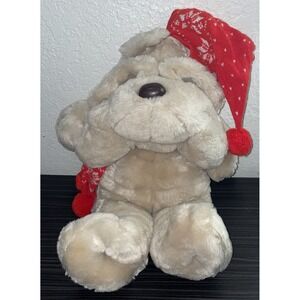 Vintage Christmas Bulldog Plush Stuffed Animal Commonwealth Target 1984